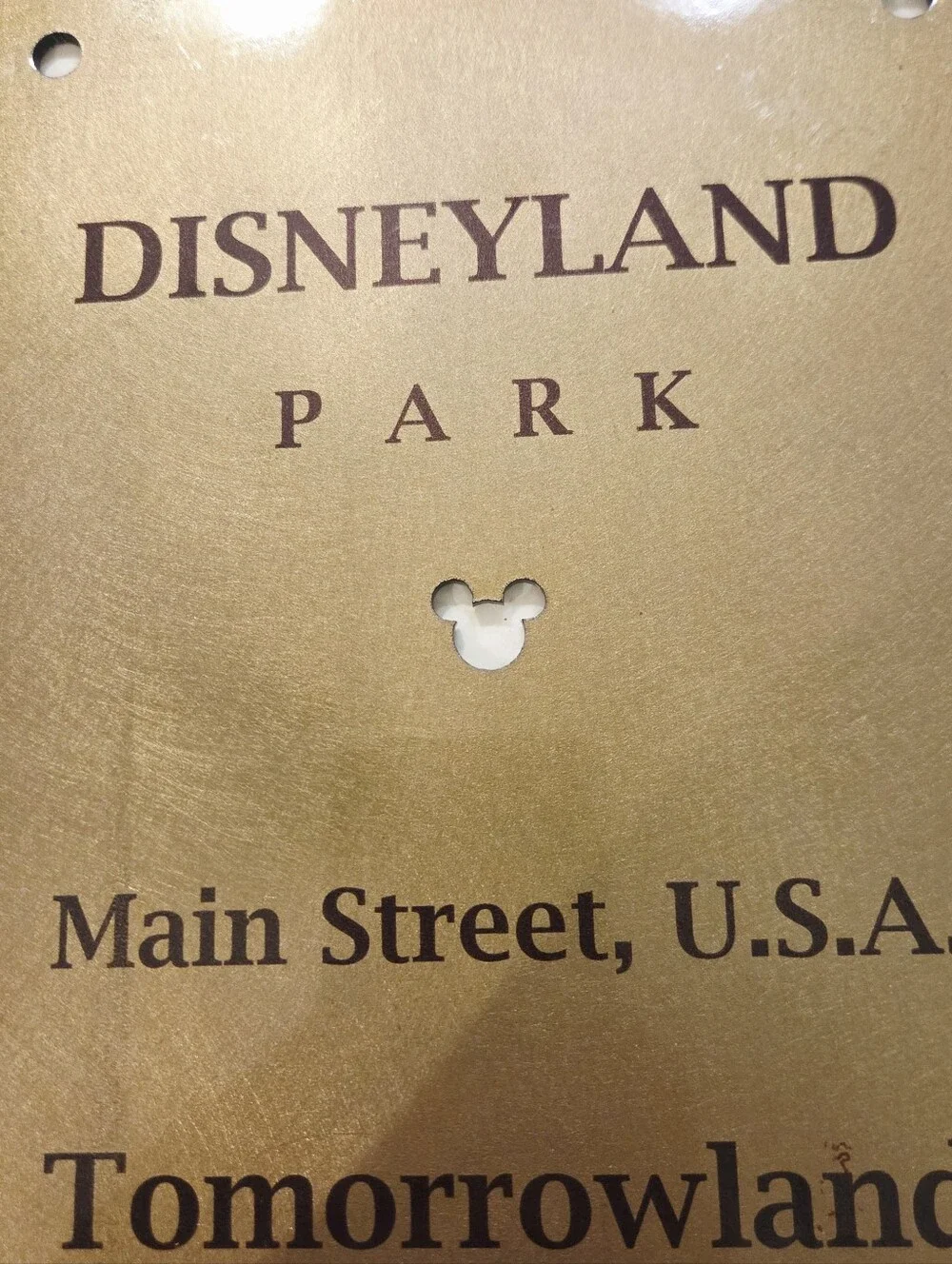 The Art Of Disney Theme Parks Gold Metal Sign Plaque Art Naming Lands Castle